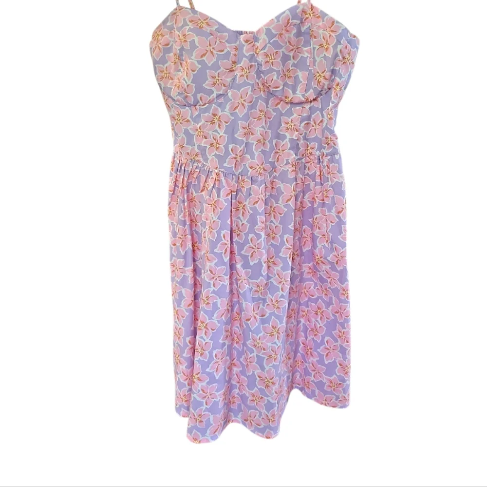 No Boundaries‎ Poplin Pink and Purple Floral Dress Size Large